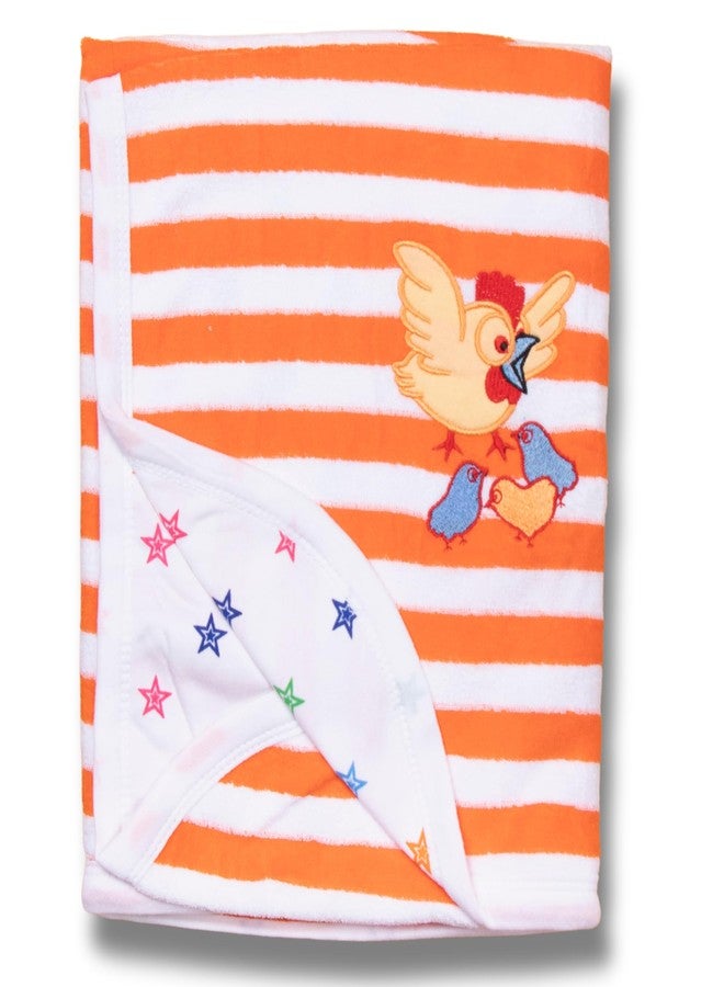 Tinycare Cotton Bath Towel for New Born, Extra Soft Terry Fabric Printed Towel for Kids/Toddler/Infants, Quick Absorbent, Reusable Napkins Bathing Towels (72 x 72 cm, Orange)_Pack of 1 - Image 1