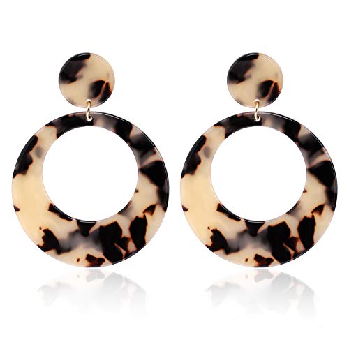YAHPERN Acrylic Earrings For Women Statement Geometric Earrings Resin Acetate Drop Dangle Earrings Mottled Hoop Earrings Fashion Jewelry (Leopard) - Image 1