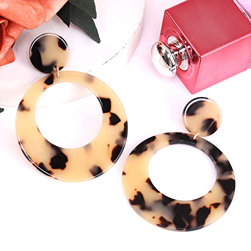 YAHPERN Acrylic Earrings For Women Statement Geometric Earrings Resin Acetate Drop Dangle Earrings Mottled Hoop Earrings Fashion Jewelry (Leopard) - Image 4