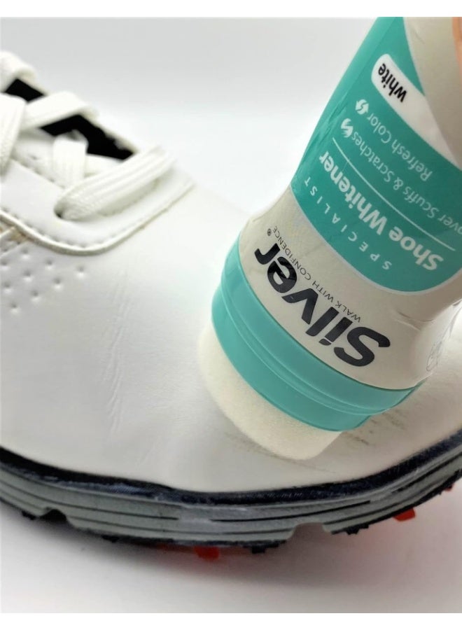 Silver Shoe Whitener for Leather, Vinyl, Nylon, Canvas & More - White Polish with Sponge Applicator - 75mL - Image 1