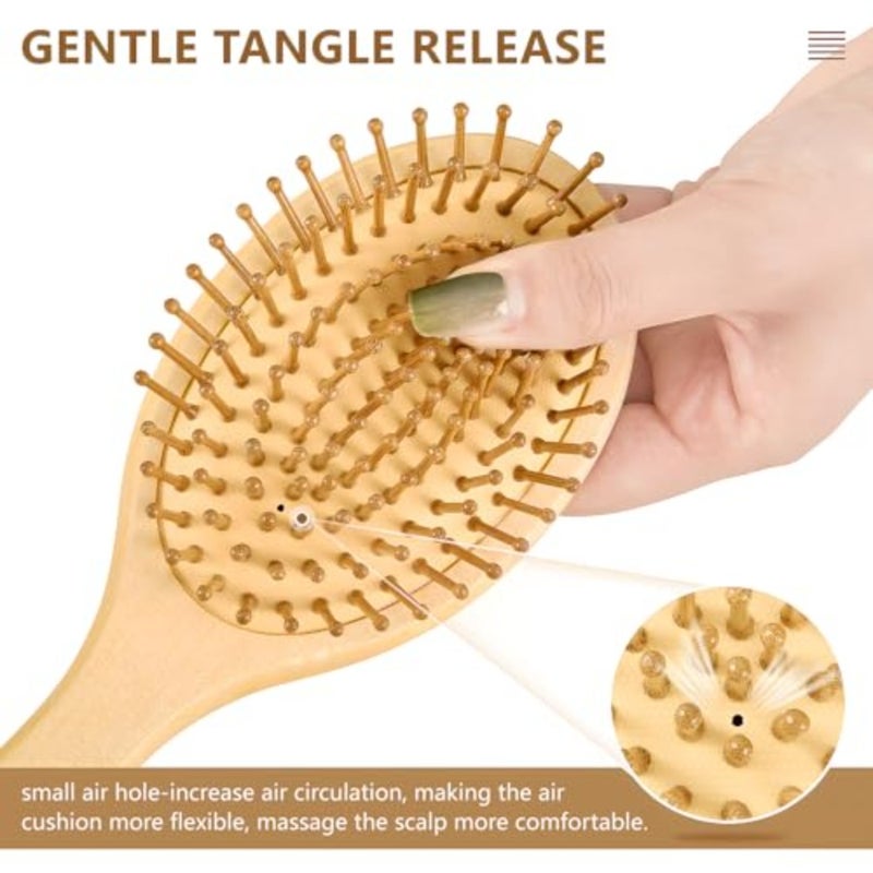 Cute Animals Elephants Beige Print Hair Brush for Women Men Smoothing Hair Brushes Round Hairbrush Hair Massager Scalp Travel Wooden Combs for Curly Wet Dry Thick Straight Hair - Image 4