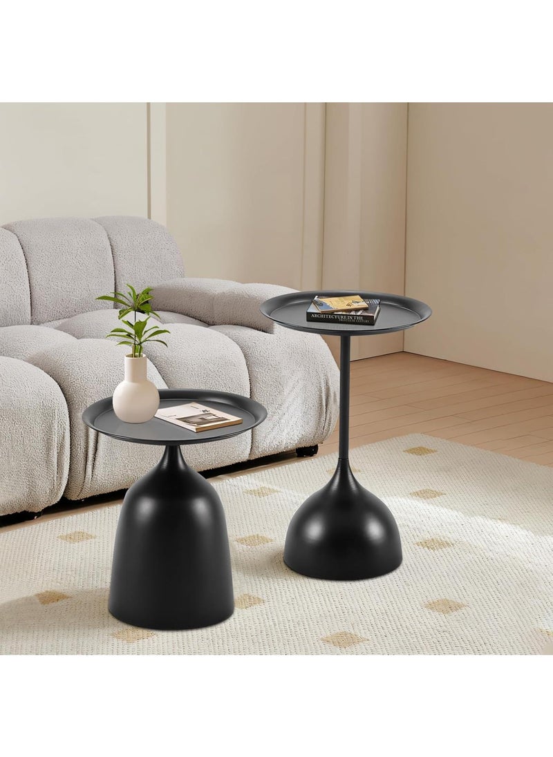 Y&D - Small Side Table, Metal Side Table Set of 2, Round Side Table with Screw Connections, Small End Tables for Narrow Areas, Small Tables for Living Rooms, Bedrooms, Cafeterias and Outdoors - Image 1