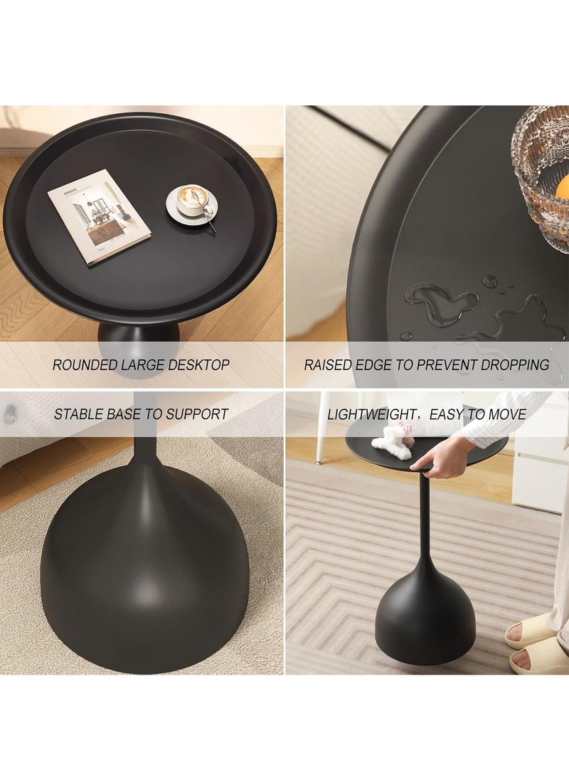 Y&D - Small Side Table, Metal Side Table Set of 2, Round Side Table with Screw Connections, Small End Tables for Narrow Areas, Small Tables for Living Rooms, Bedrooms, Cafeterias and Outdoors - Image 1