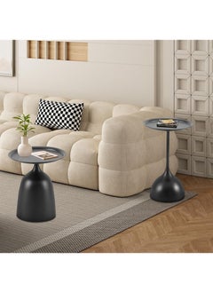 Y&D Small Side Table, Metal Side Table Set of 2, Round Side Table with Screw Connections, Small End Tables for Narrow Areas, Small Tables for Living Rooms, Bedrooms, Cafeterias and Outdoors  - Image 4