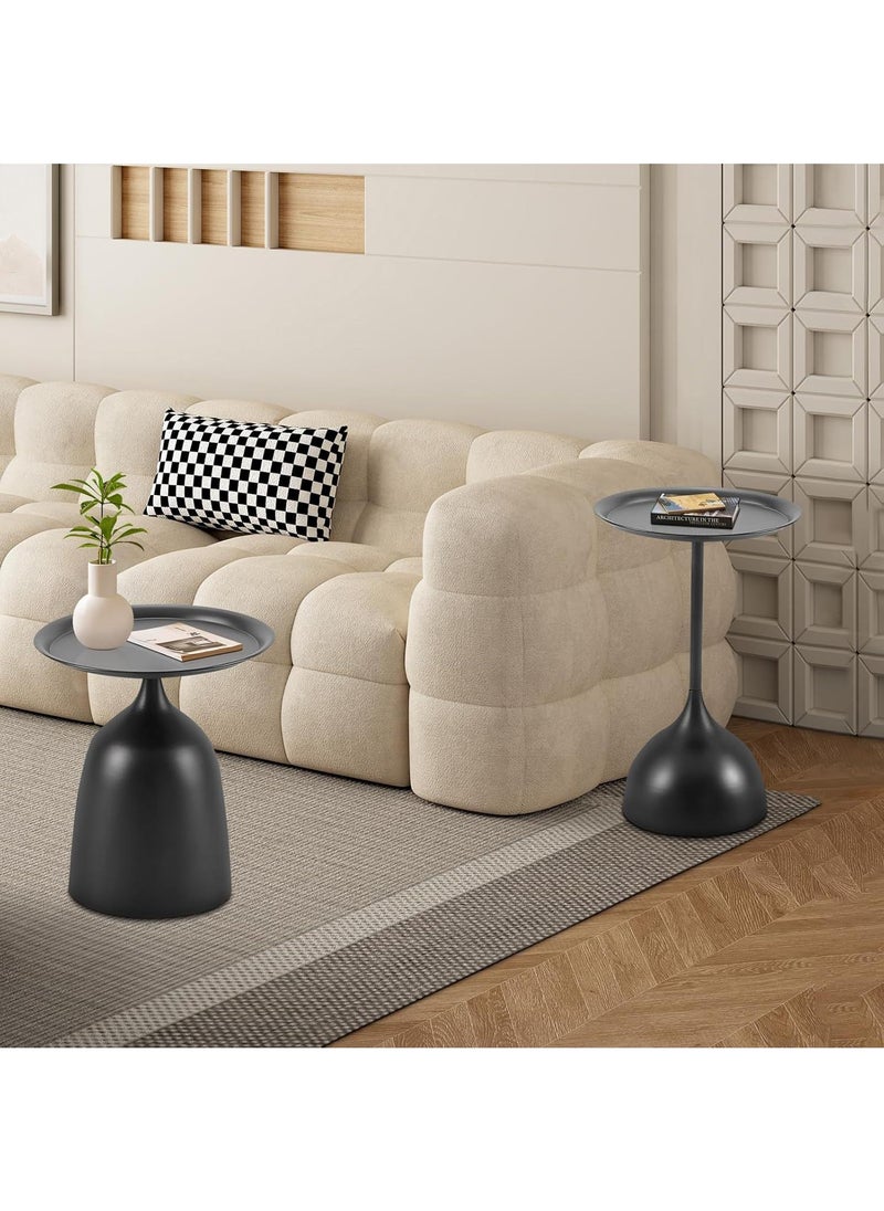Y&D - Small Side Table, Metal Side Table Set of 2, Round Side Table with Screw Connections, Small End Tables for Narrow Areas, Small Tables for Living Rooms, Bedrooms, Cafeterias and Outdoors - Image 1