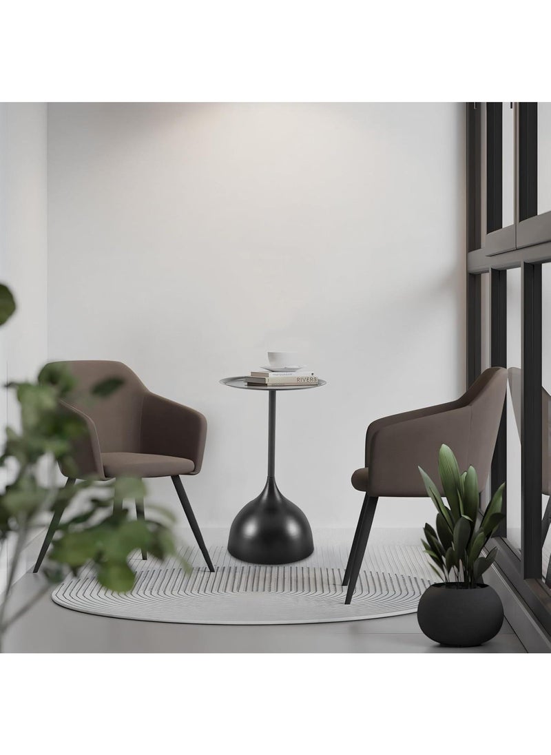 Y&D - Small Side Table, Metal Side Table Set of 2, Round Side Table with Screw Connections, Small End Tables for Narrow Areas, Small Tables for Living Rooms, Bedrooms, Cafeterias and Outdoors - Image 1