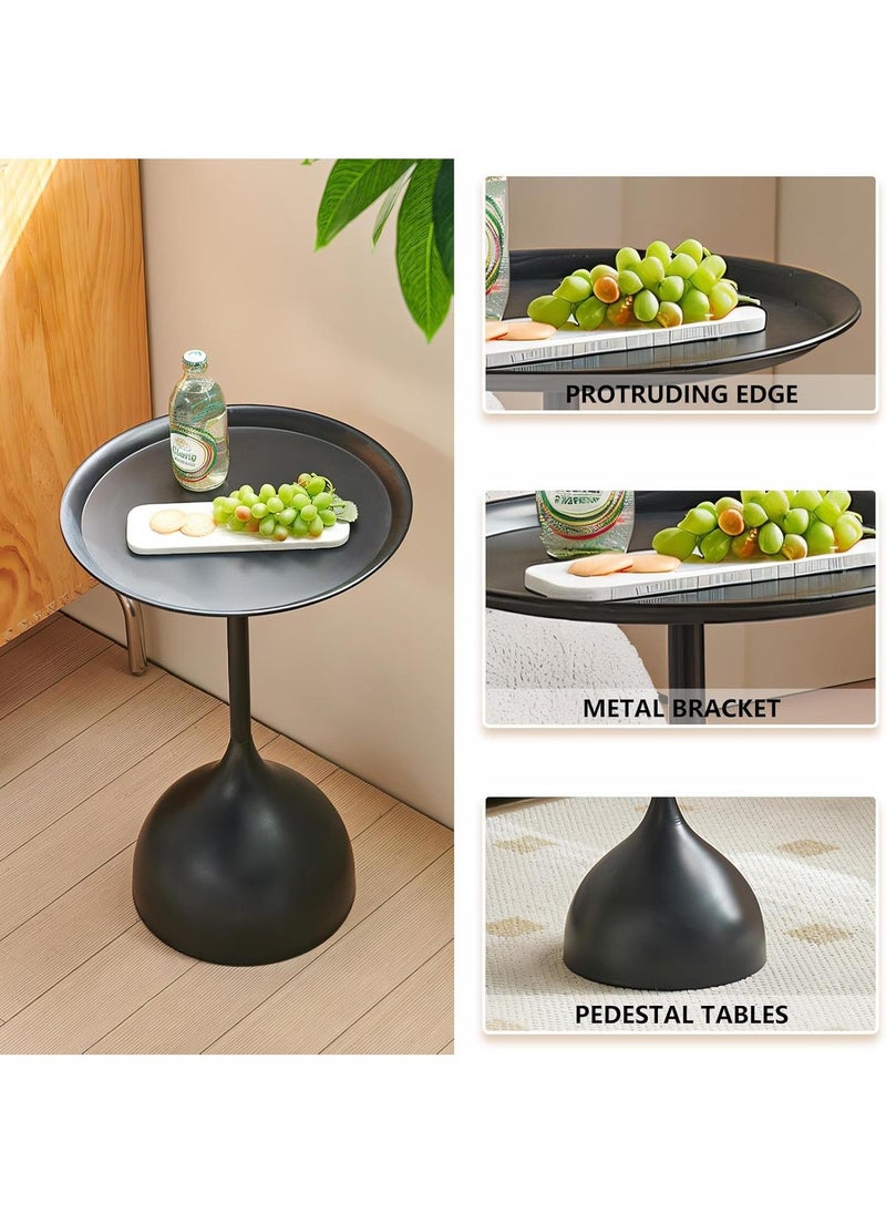 Y&D - Small Side Table, Metal Side Table Set of 2, Round Side Table with Screw Connections, Small End Tables for Narrow Areas, Small Tables for Living Rooms, Bedrooms, Cafeterias and Outdoors - Image 1