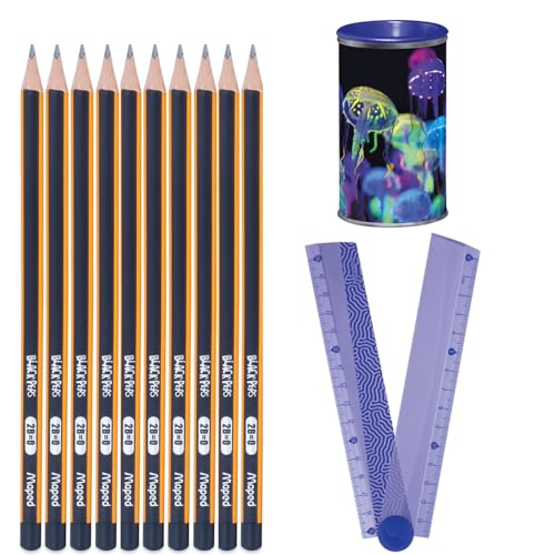 MAPED Stationery Kit(Deepsea Paradise)|Foldable 15cm Scale|Sharpner with Canister to collect Shaving|Traingular Graphite Pencil|Pencil Eraser Sharpener Kit|Stylish Stationery for School & Office Use - Image 4