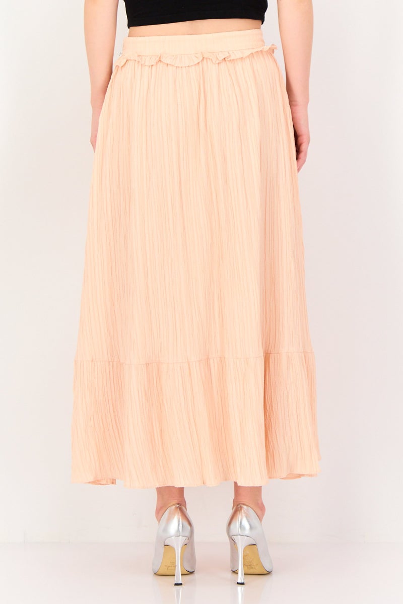 Femi9 تنورة ميدي مزينة للنساء، خوخي - Image 4