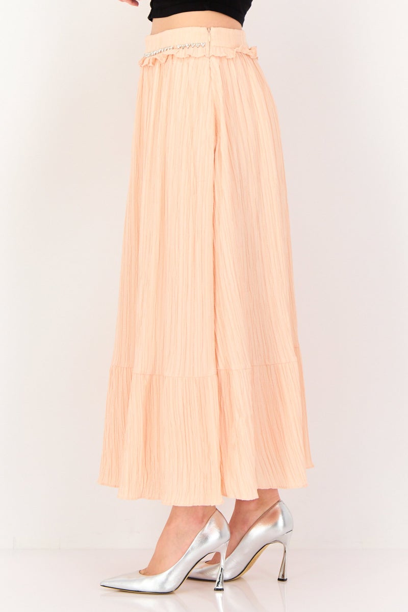 Femi9 Women Embellished Midi Skirt, Peach - Image 2