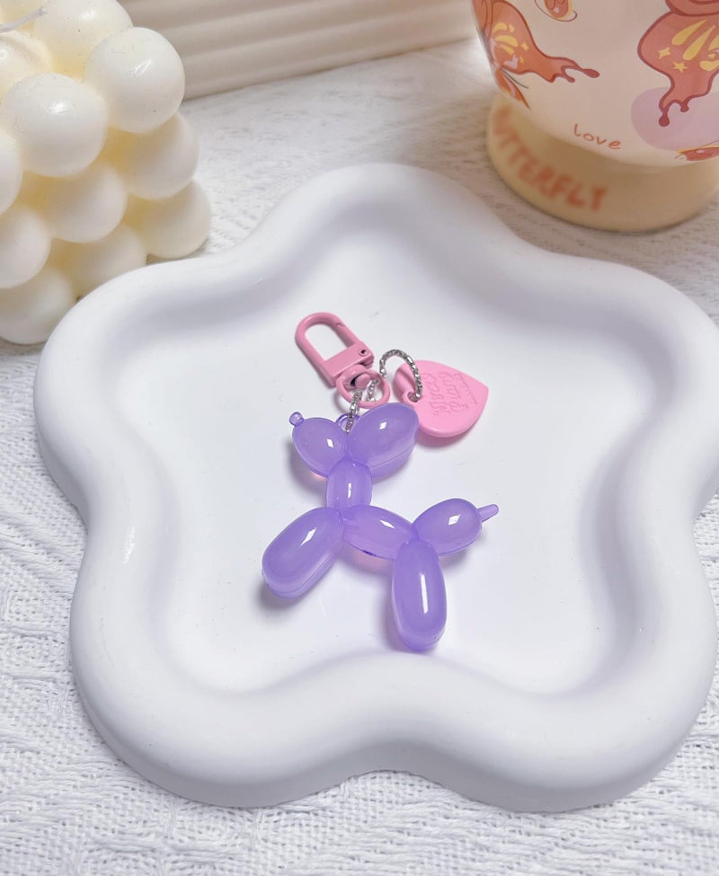 LAEKOU Jelly Balloon Dog Design Keychain for Women, Cute Girls Key Chain, Bag Charms Accessories for Car Purse Backpack - Image 4