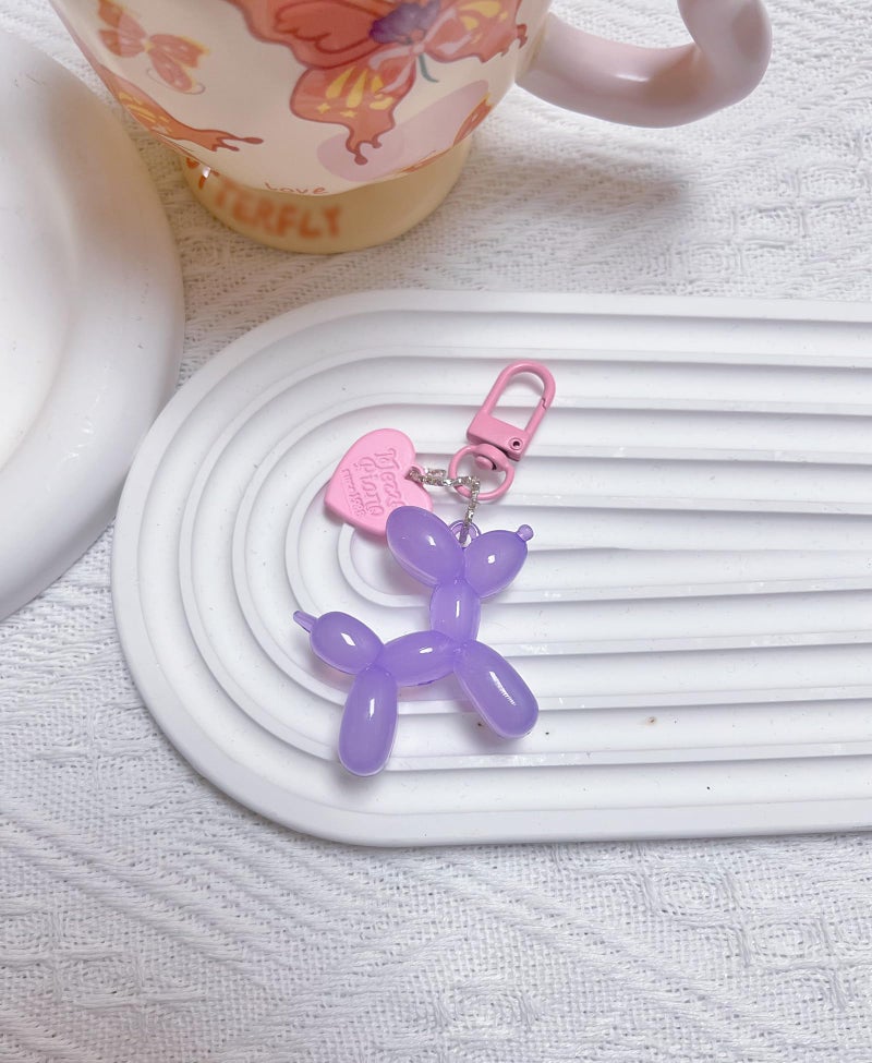 LAEKOU Jelly Balloon Dog Design Keychain for Women, Cute Girls Key Chain, Bag Charms Accessories for Car Purse Backpack - Image 3