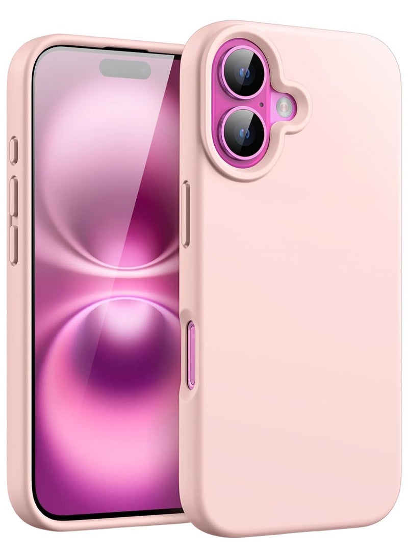 ELTRAZONE Liquid Silicone Case for iPhone 16 (6.1-Inch) – Silky Soft Touch Full-Body Protective Anti-Scratch Shockproof Cover with Microfiber Lining (Light Pink) - Image 1