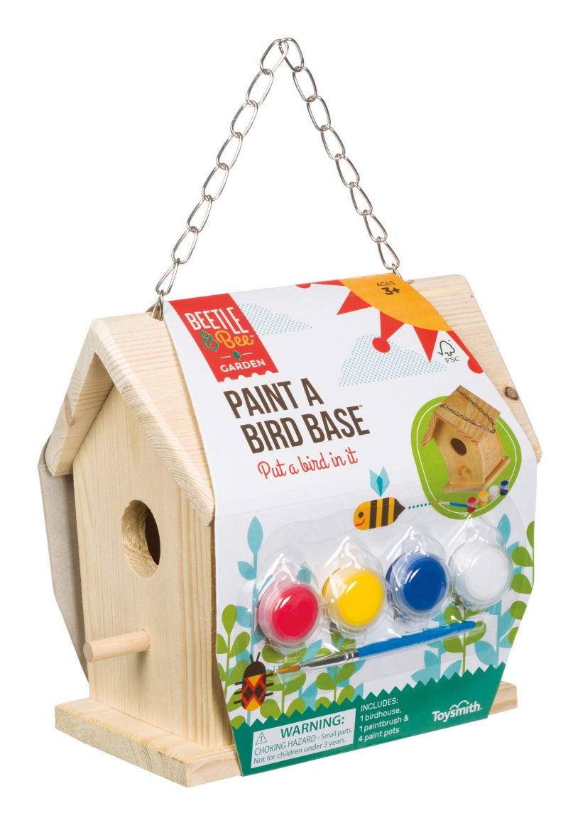 Toysmith Beetle & Bee Paint A Bird Base, Backyard Birdhouse Kit, Bird House Painting Kit for Kids, DIY Arts & Crafts Gardening For Kids & Teens, Boys & Girls - Image 1