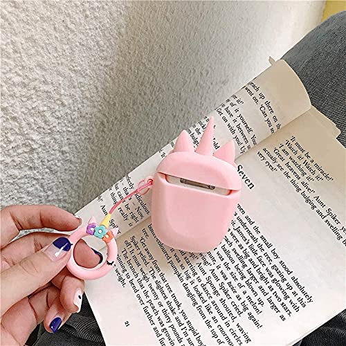 Meyaar Soft Silicon Cover Case Compatible with Apple Airpods 1 & 2, 360° Protective Case Compatible with Airpod 1st and 2nd Generation case (Unicorn (Pink)) - Image 3
