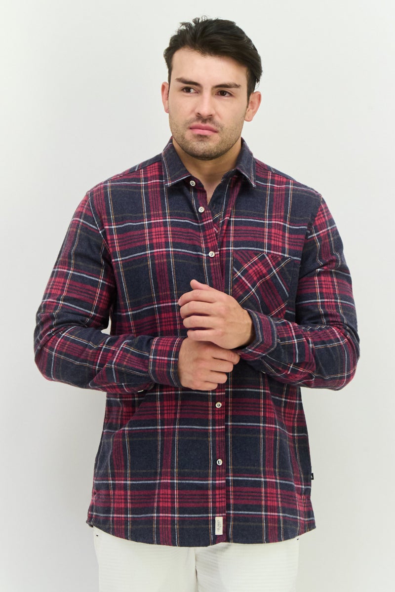 Civil Society Men Regular Fit Plaid Long Sleeves Casual Shirt, Dusty Navy - Image 1
