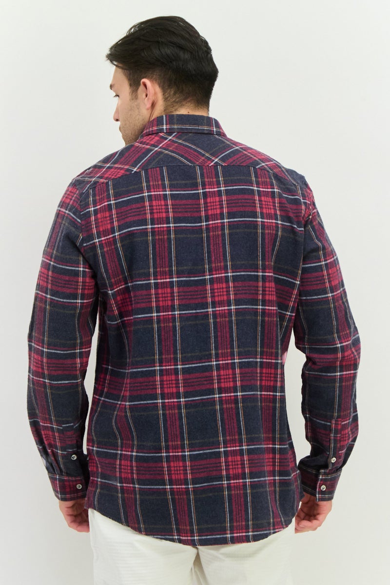 Civil Society Men Regular Fit Plaid Long Sleeves Casual Shirt, Dusty Navy - Image 2