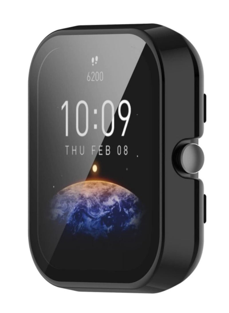 1 قطعة واقي شاشة وغطاء لحالة ساعة Amazfit Bip 3 / Bip 3 Pro الذكية - زجاج مقسى من TPU، إطار غطاء صلب - تصميم أنيق، حماية كاملة، تركيب سهل - Image 2