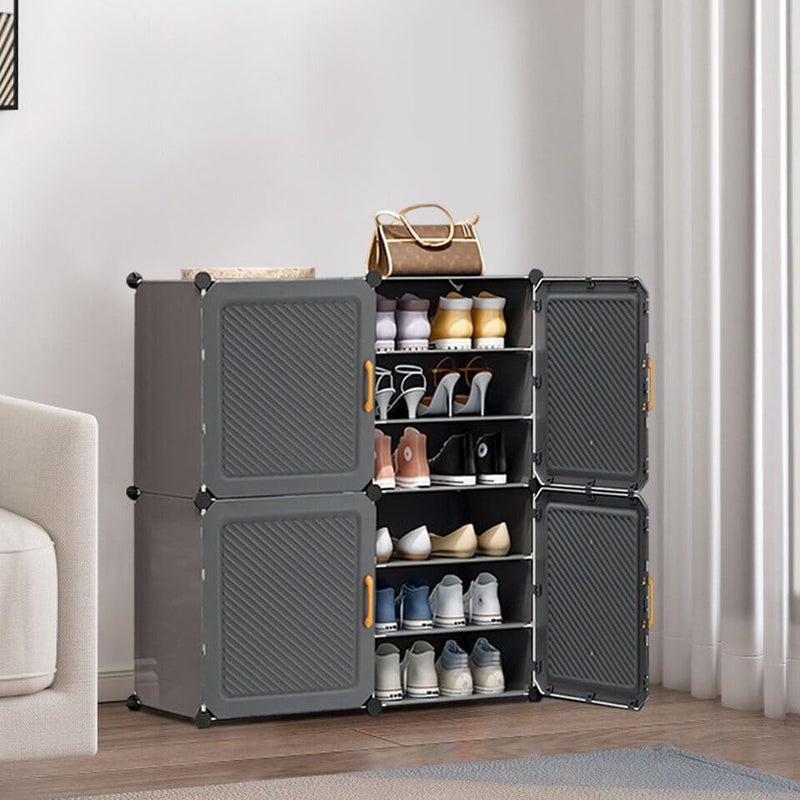 Kienlix Shoe Cabinet Shoe Storage Organizer for Entryway Portable Shoe Rack SpaceSaving Shoe Rack Narrow Plastic Shoe Rack MultiLayer Shoe Rack Storage Compartment at The top 6 Tier 4 Door - Image 3