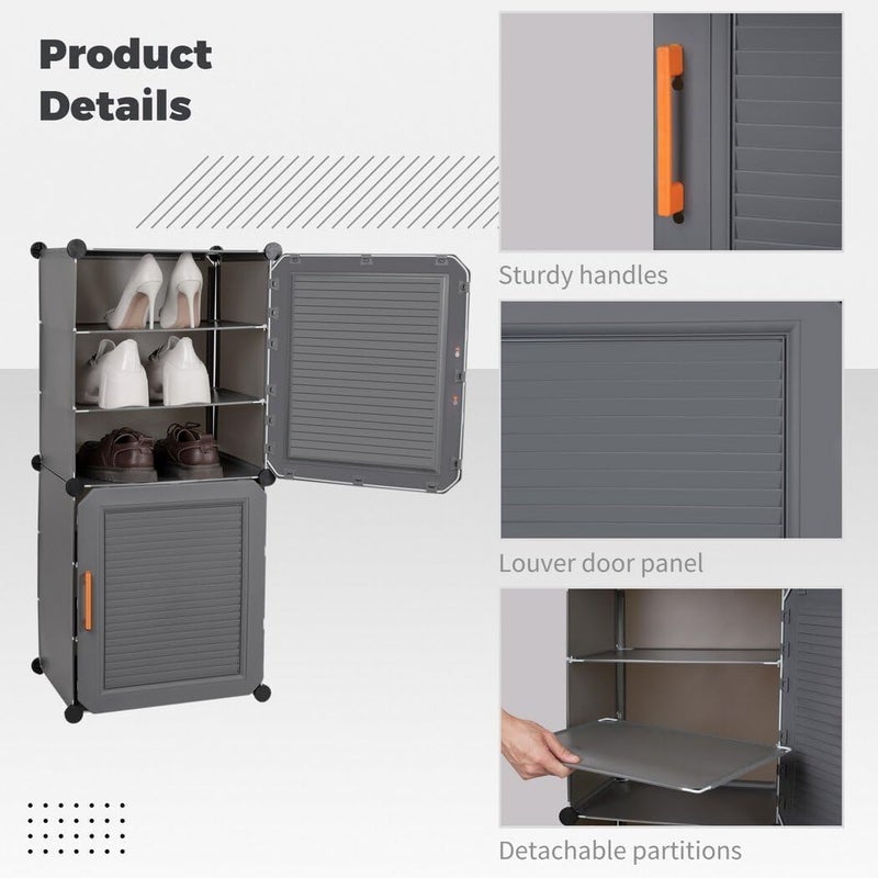Kienlix Shoe Cabinet Shoe Storage Organizer for Entryway Portable Shoe Rack SpaceSaving Shoe Rack Narrow Plastic Shoe Rack MultiLayer Shoe Rack Storage Compartment at The top 6 Tier 4 Door - Image 4