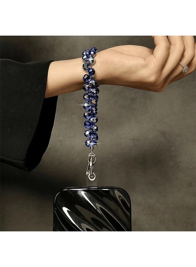 سوار يد للهاتف مزين بالخرز، سلسلة حبل للهاتف المحمول، سوار يد لامع للنساء، أزرق بحري - Image 3