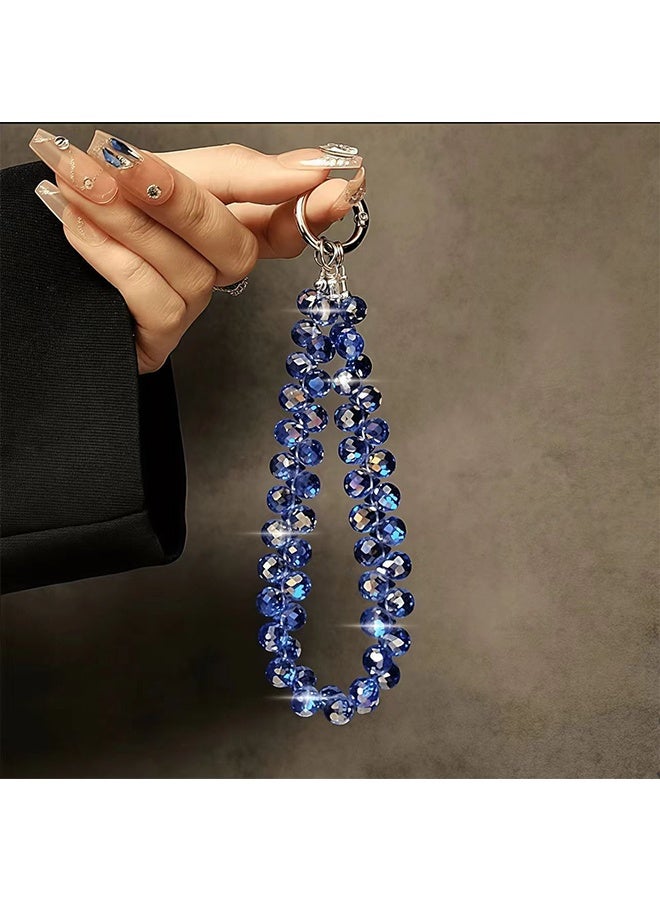 سوار يد للهاتف مزين بالخرز، سلسلة حبل للهاتف المحمول، سوار يد لامع للنساء، أزرق بحري - Image 5
