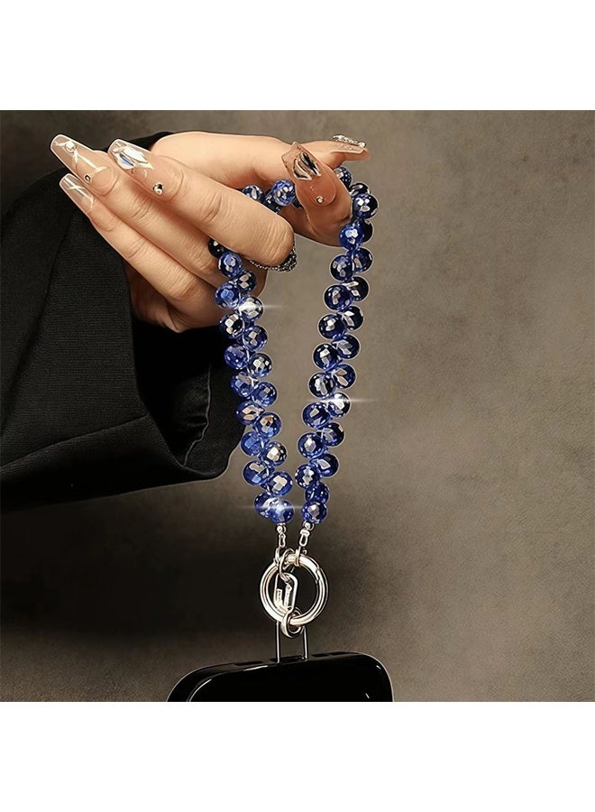 سوار يد للهاتف مزين بالخرز، سلسلة حبل للهاتف المحمول، سوار يد لامع للنساء، أزرق بحري - Image 4