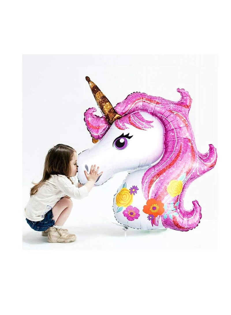 Dubkart Unicorn Balloons Birthday Party Decorations - Pack of 5, Pink Unicorn Mylar Balloon for Unicorn Theme Party Supplies, Baby Shower, Home Office Decor, Birthday Backdrop - Image 3