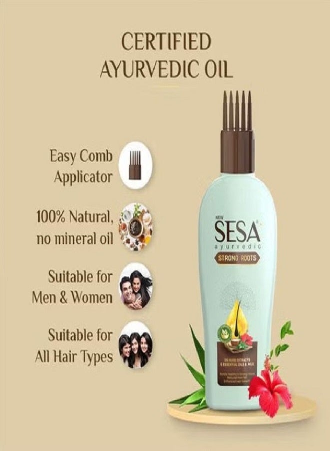 Sesa Ayurvedic Strong Roots Hair Oil With Banyan Tree Extracts - Clinically Proven - Prevents Hair Fall, Supports Growth, Repairs Damage clear 100ml - Image 3