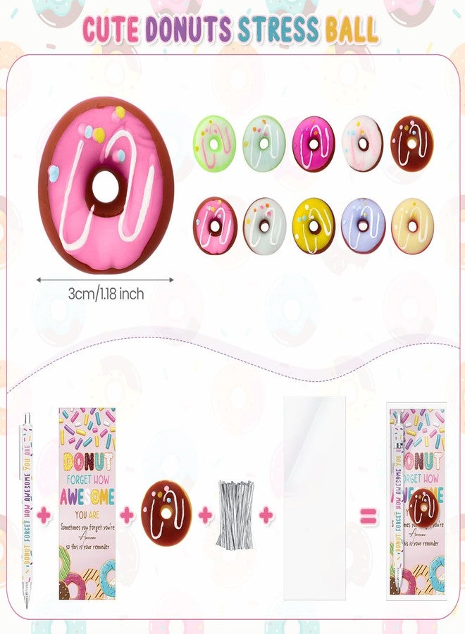 TecUnite 40 Sets Donuts Gifts Bulk Graduation Employee Coworker Appreciation Team Inspirational Donuts Pen Stress Ball Awesome Card Nurse Teacher Volunteer Funny Office Staff Gifts - Image 2