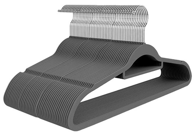 زي سي إم - هابي مجموعة شماعات قماش مخملية مضادة للانزلاق مكونة من 50 قطعة باللون الرمادي - Image 1