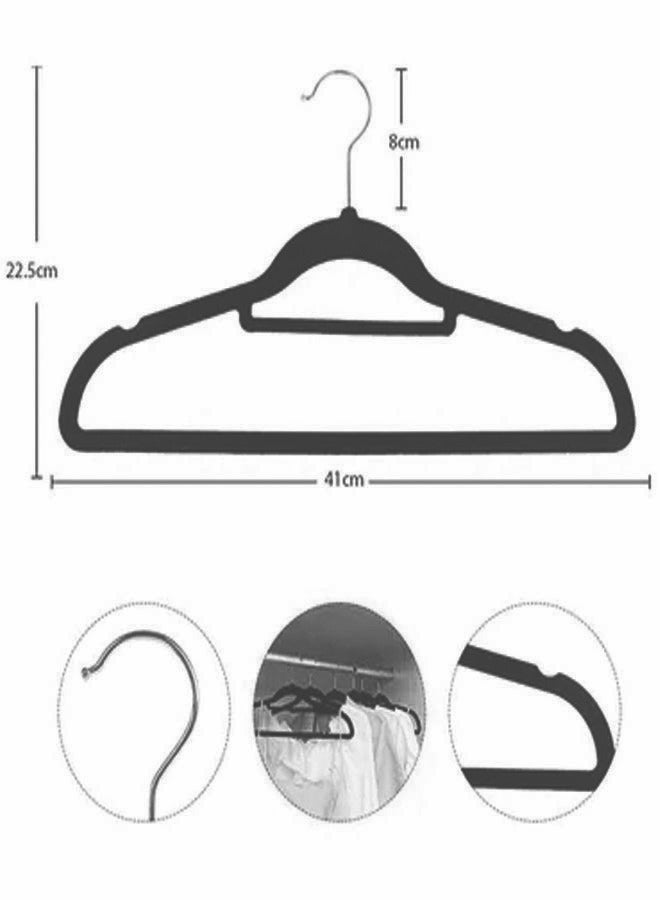 ZCM-HAPPY 50- Piece Anti Slip Velvet Cloth Hanger Set Grey - Image 2
