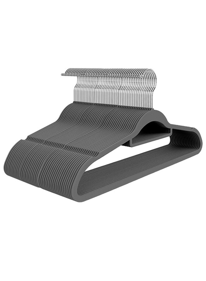 ZCM-HAPPY 50- Piece Anti Slip Velvet Cloth Hanger Set Grey - Image 1