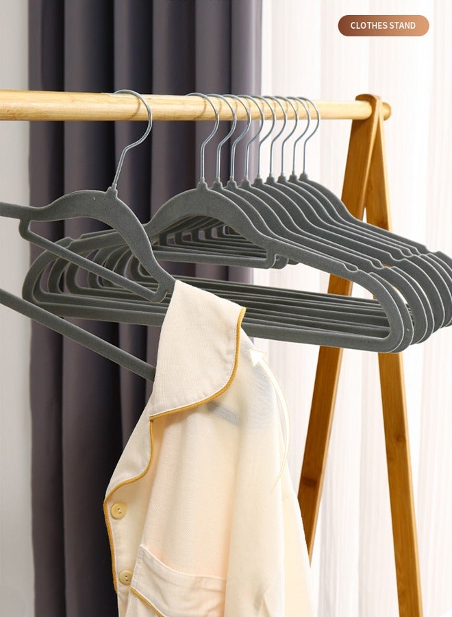 ZCM-HAPPY 50- Piece Anti Slip Velvet Cloth Hanger Set Grey - Image 3