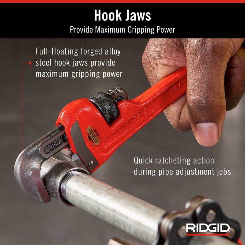 RIDGID مفتاح أنابيب ريدجيد 31000 موديل 6 ثقيل الوزن 6 بوصة، أحمر، صنع في الولايات المتحدة الأمريكية - Image 5