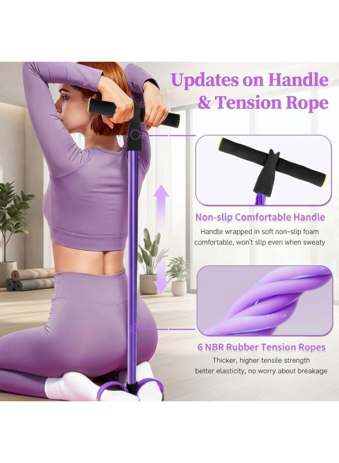 6 Tube Pedal Resistance Band Set, Tension Rope for Full Body Workout, Perfect for Abdomen, Arms, Legs and Waist, Effective Fat Burning, Muscle Toning and Stretching, Portable and Durable Fitness Equipment,Black and Purple - Image 2