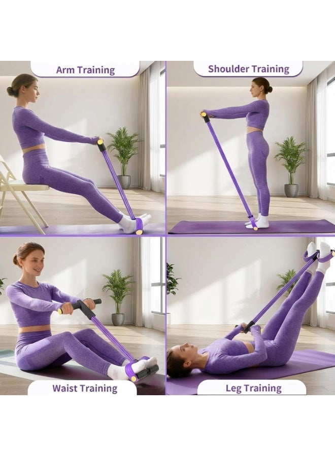 6 Tube Pedal Resistance Band Set, Tension Rope for Full Body Workout, Perfect for Abdomen, Arms, Legs and Waist, Effective Fat Burning, Muscle Toning and Stretching, Portable and Durable Fitness Equipment,Black and Purple - Image 3