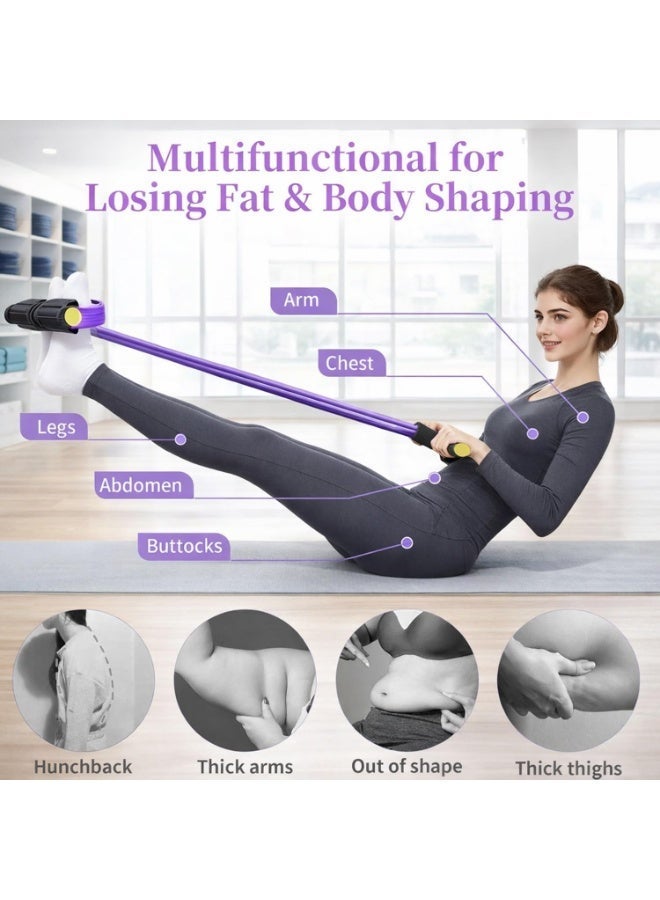6 Tube Pedal Resistance Band Set, Tension Rope for Full Body Workout, Perfect for Abdomen, Arms, Legs and Waist, Effective Fat Burning, Muscle Toning and Stretching, Portable and Durable Fitness Equipment,Black and Purple - Image 4