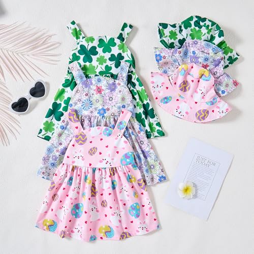 Saeaby Baby Girl Clothes Summer Pink Easter Dress Infant Short Sleeve Eggs Bunny Dresses Cute Swing Sundress Baby Easter Gifts Outfit 3-6 Month Girl Clothes - Image 2