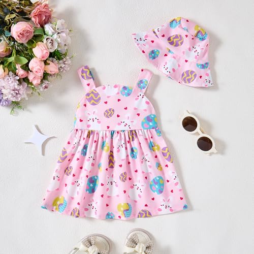 Saeaby Baby Girl Clothes Summer Pink Easter Dress Infant Short Sleeve Eggs Bunny Dresses Cute Swing Sundress Baby Easter Gifts Outfit 3-6 Month Girl Clothes - Image 3