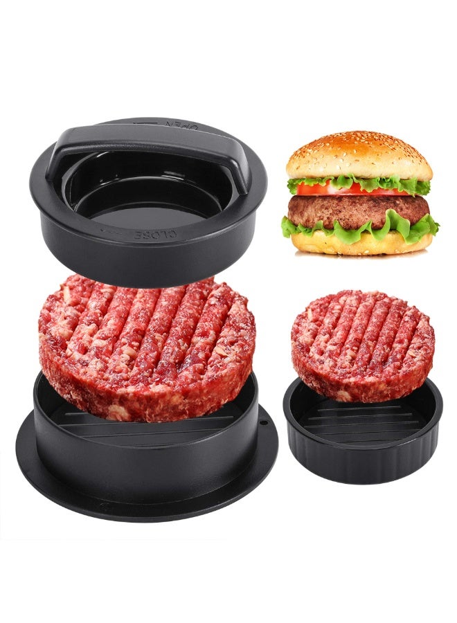 كيلا مكبس برجر، صانع فطائر البرجر، قالب برجر 3 في 1 غير لاصق للحوم واللحم البقري والخضروات، أدوات مطبخ لصنع فطائر البرجر المحشوة للشواء - Image 1