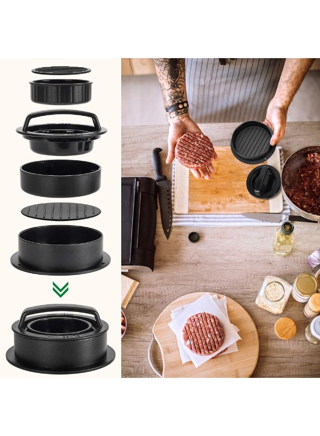 كيلا مكبس برجر، صانع فطائر البرجر، قالب برجر 3 في 1 غير لاصق للحوم واللحم البقري والخضروات، أدوات مطبخ لصنع فطائر البرجر المحشوة للشواء - Image 2