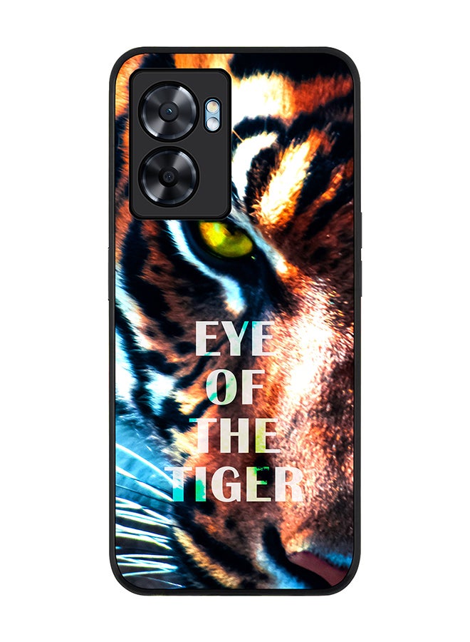 Stylizedd Rugged Black edge case for Oppo A77 5G / Oppo A57 5G, Slim fit Soft Case Flexible Cover - Eye Of The Tiger - Image 1