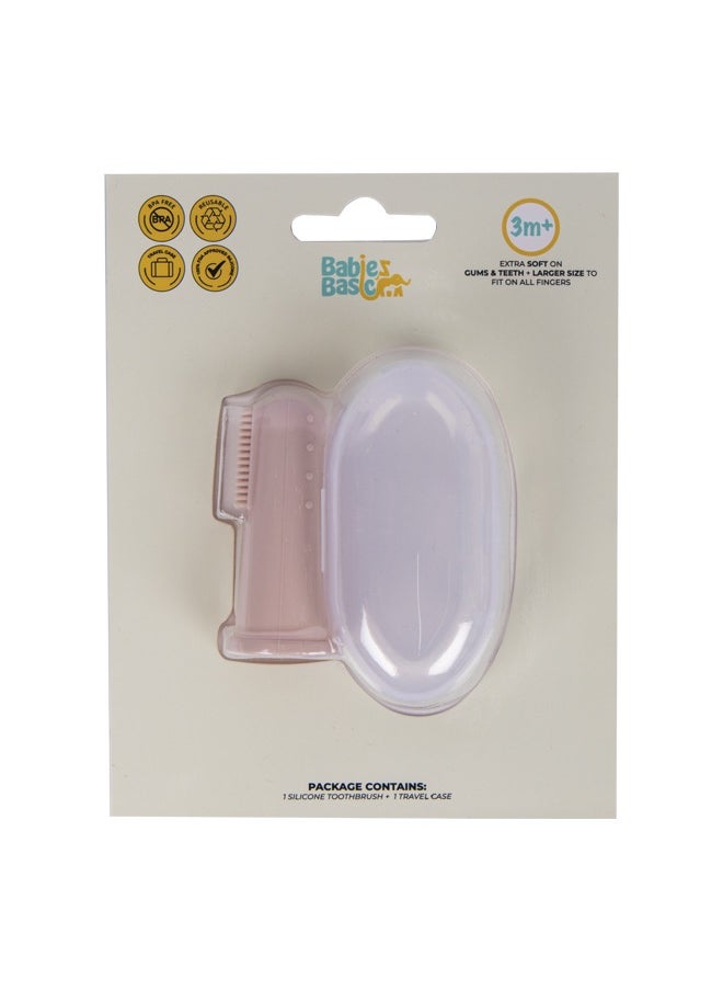 Babies Basic Toothbrush With Travel Case For Babies - Blush Silicone Toothbrush  - Image 1