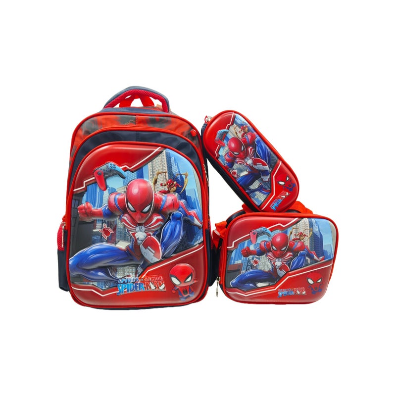 Kids Cartoon Backpack With Pencil Case Spider-Red 