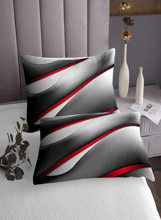 Castle Fairy Modern Gray Red Black Bedspread King Size Abstract Stripes Comforter Set 3pcs for Kids Youth Men Women Bedroom Decor 3D Stripes Bedding Set Gradient Simple Quilt Set,2 Pillowcases - Image 3