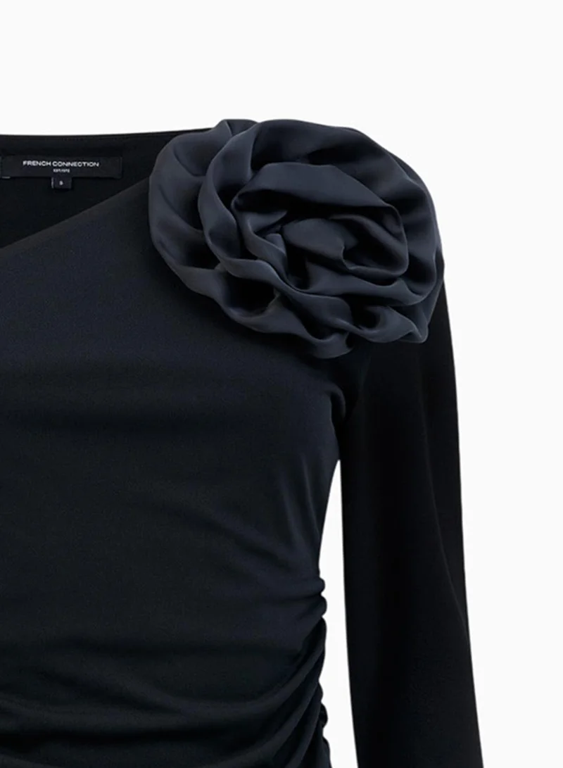 French Connection Valetta Jersey Longsleeve Rosette Top