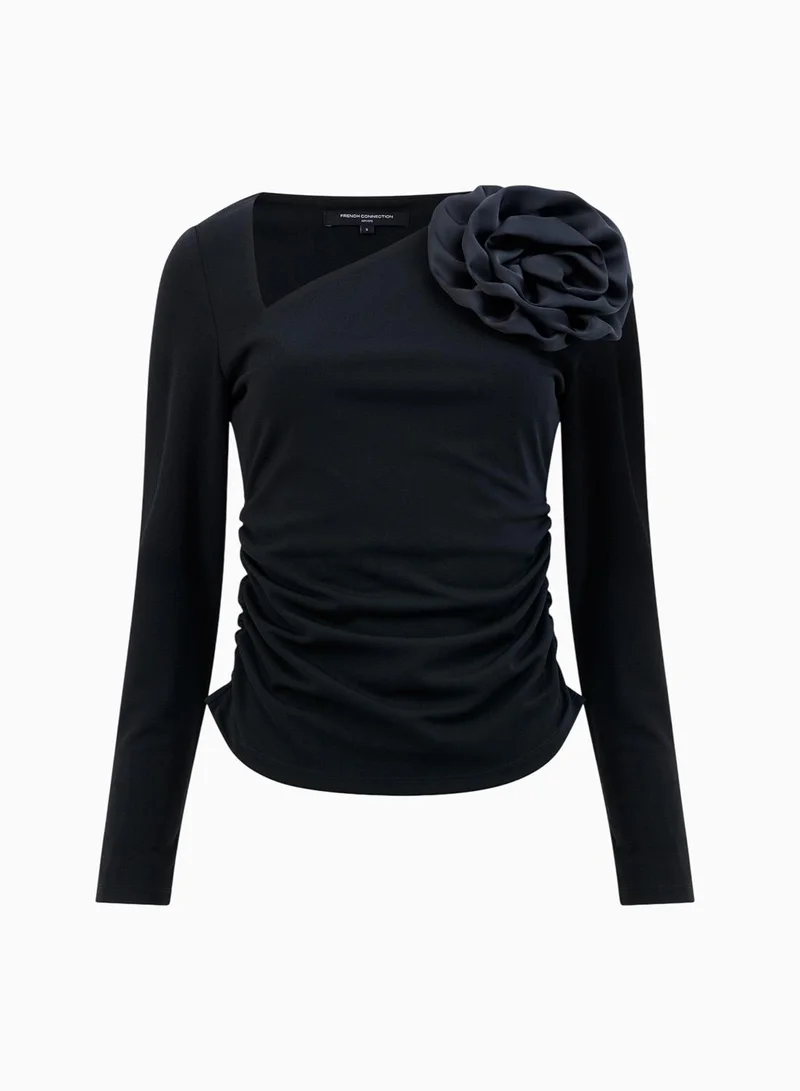 French Connection Valetta Jersey Longsleeve Rosette Top