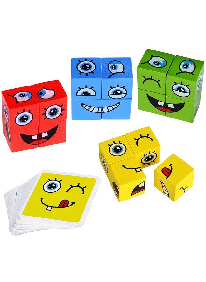 Goyal's Wooden Emoji Cube Face Changing Game for Kids | Expressions Matching Block Puzzle Toy, Preschool Educational Learning Memory Building Board Games (Normal Face Cube) - Image 1