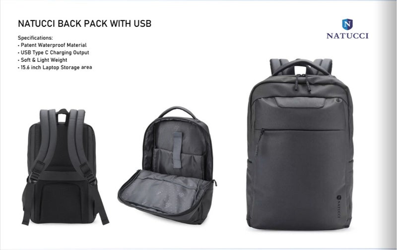 NATUCCI BACK PACK WITH USB - Image 2